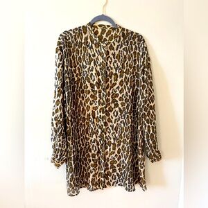 Leopard Print Sheer Blouse‎